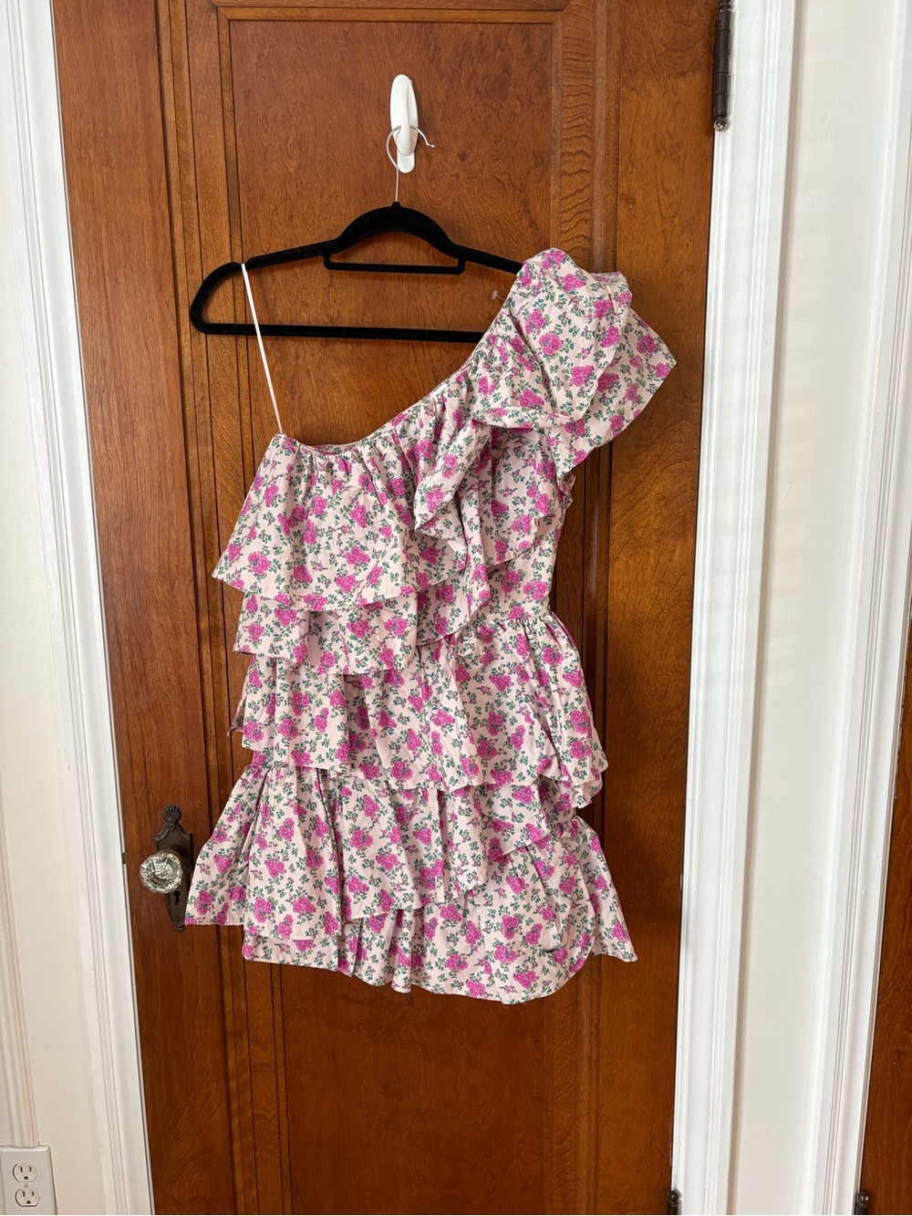 Vici x Gina One-Shoulder Pink Floral Ruffle Dress - XS